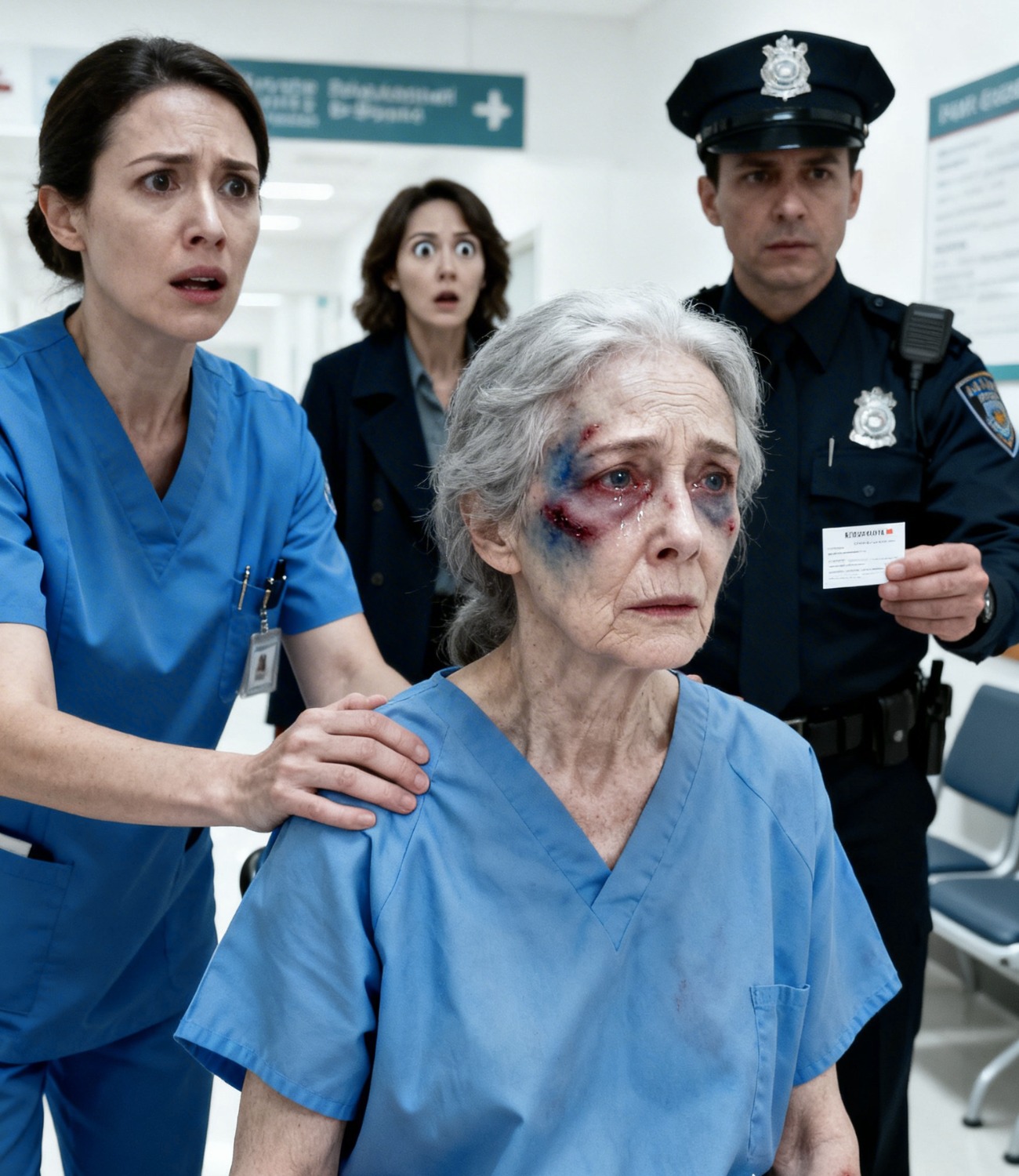 When the doctor asked about the bruises on my body, my daughter quickly replied, “She’s clumsy… she falls all the time.” I said nothing… but when the nurse returned alone, I slipped her a small, folded note.