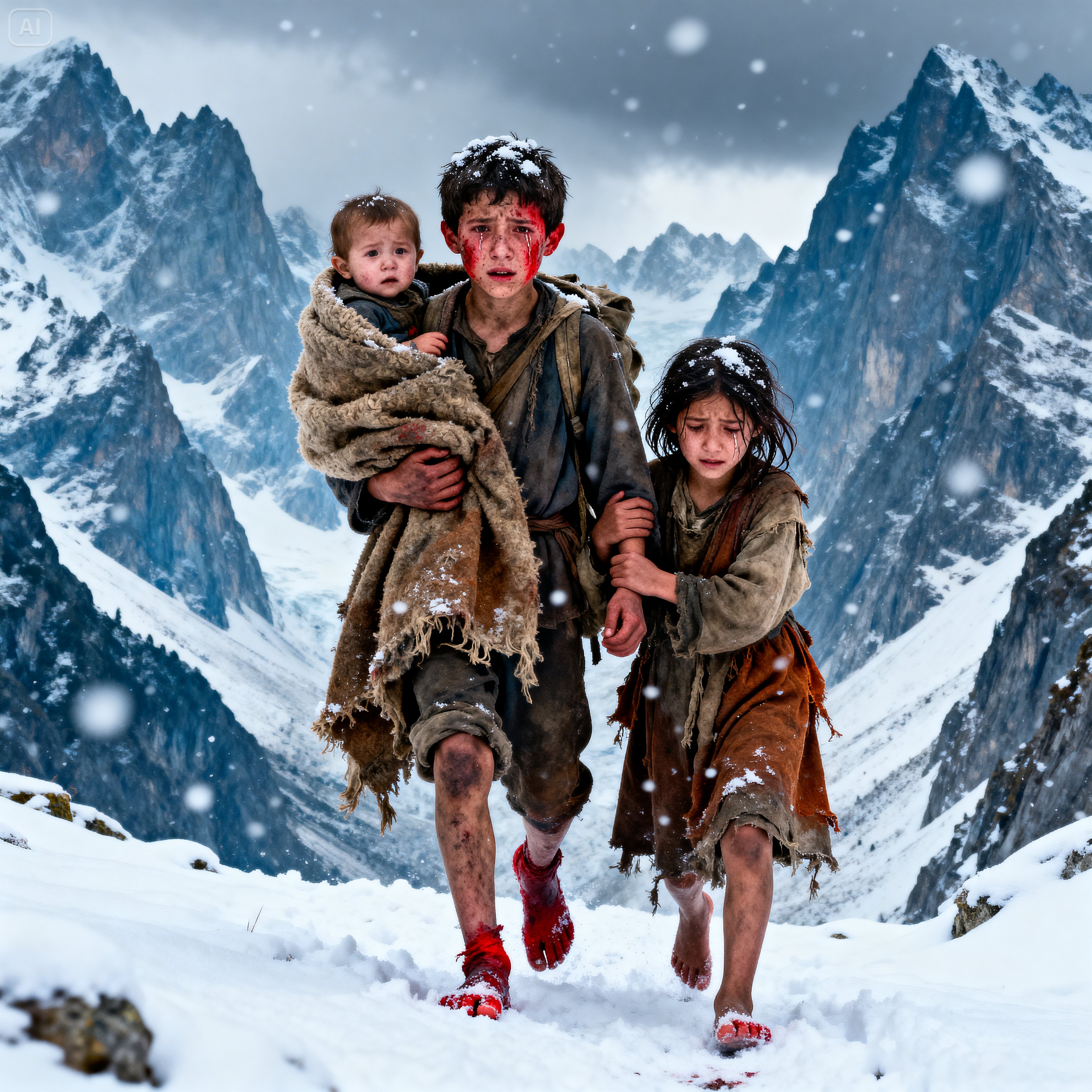 The stepmother threw the three siblings into the mountains without shoes — God showed them a warm cave…