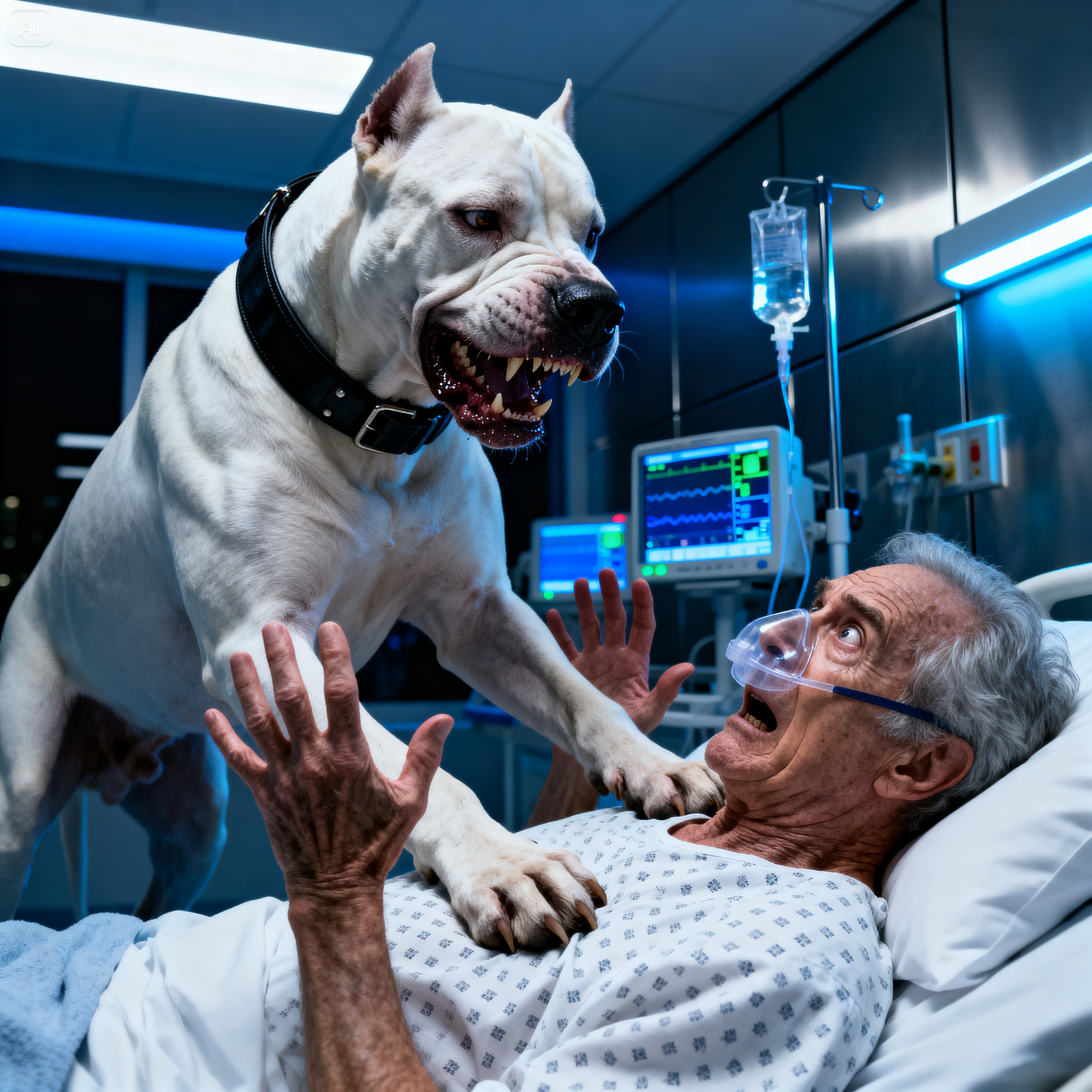 AN ARGENTINE DOGO INVADES A HOSPITAL AND DOES SOMETHING INCREDIBLE WITH AN ELDERLY MAN IN A COMA..