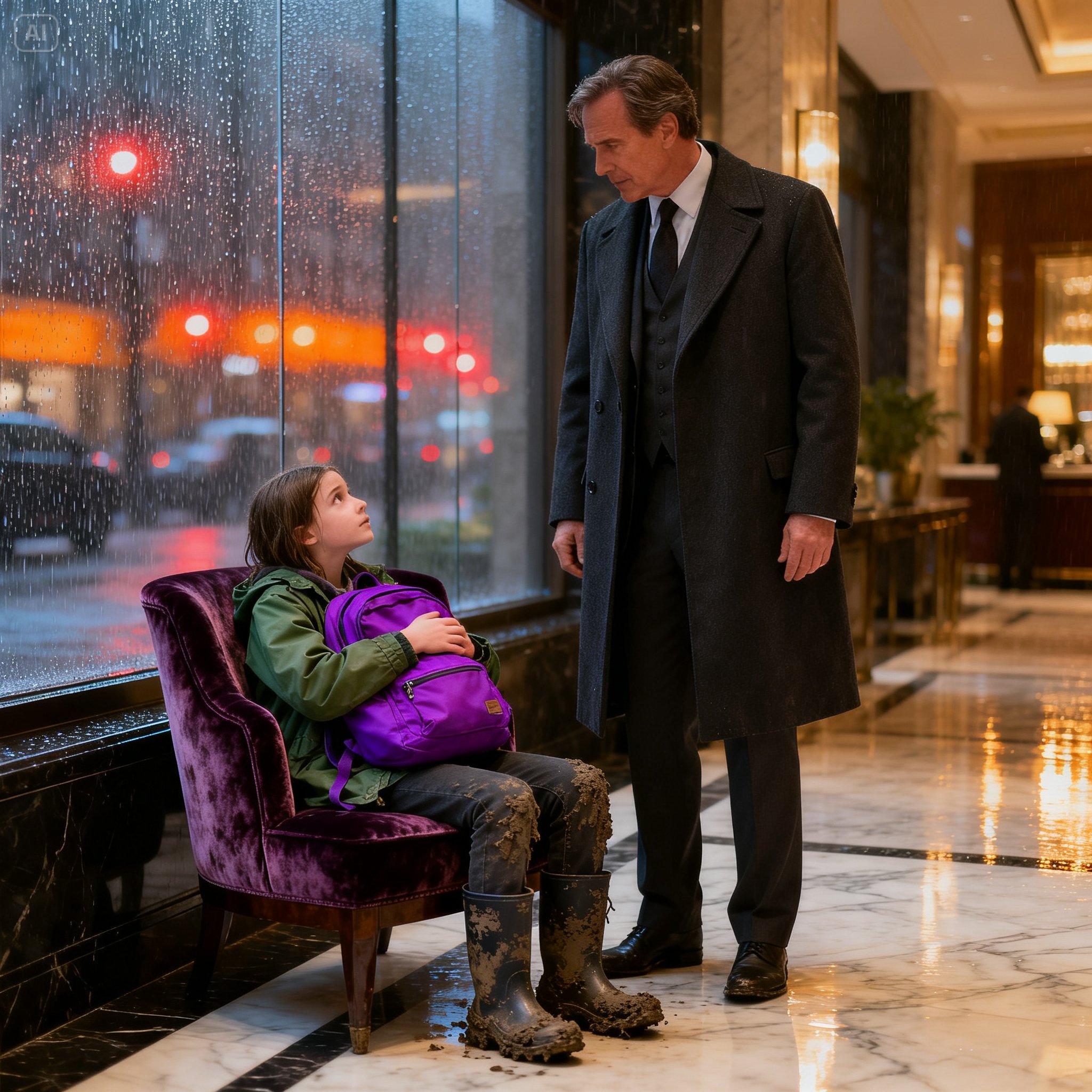 Her little girl waited alone in the lobby of a luxury hotel while her sick mother worked upstairs… then she said one sentence to the wrong man that changed everything.