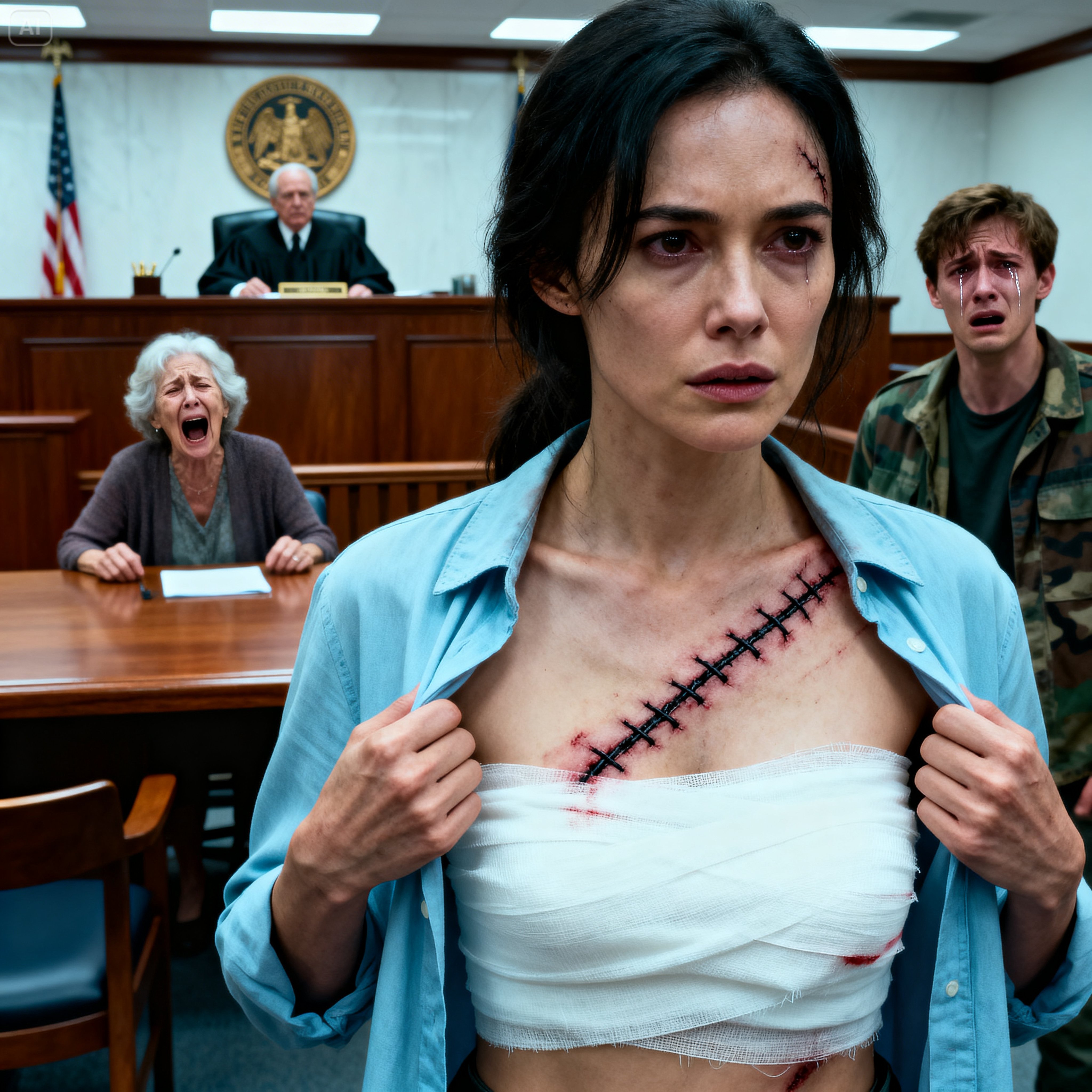 RIGHT IN THE MIDDLE OF COURT, MY MOTHER SWORE “YOU WERE NEVER IN THE MILITARY,” BUT WHEN I SHOWED THE SCAR, THE WHOLE FAMILY UNDERSTOOD WHO HAD BEEN LYING