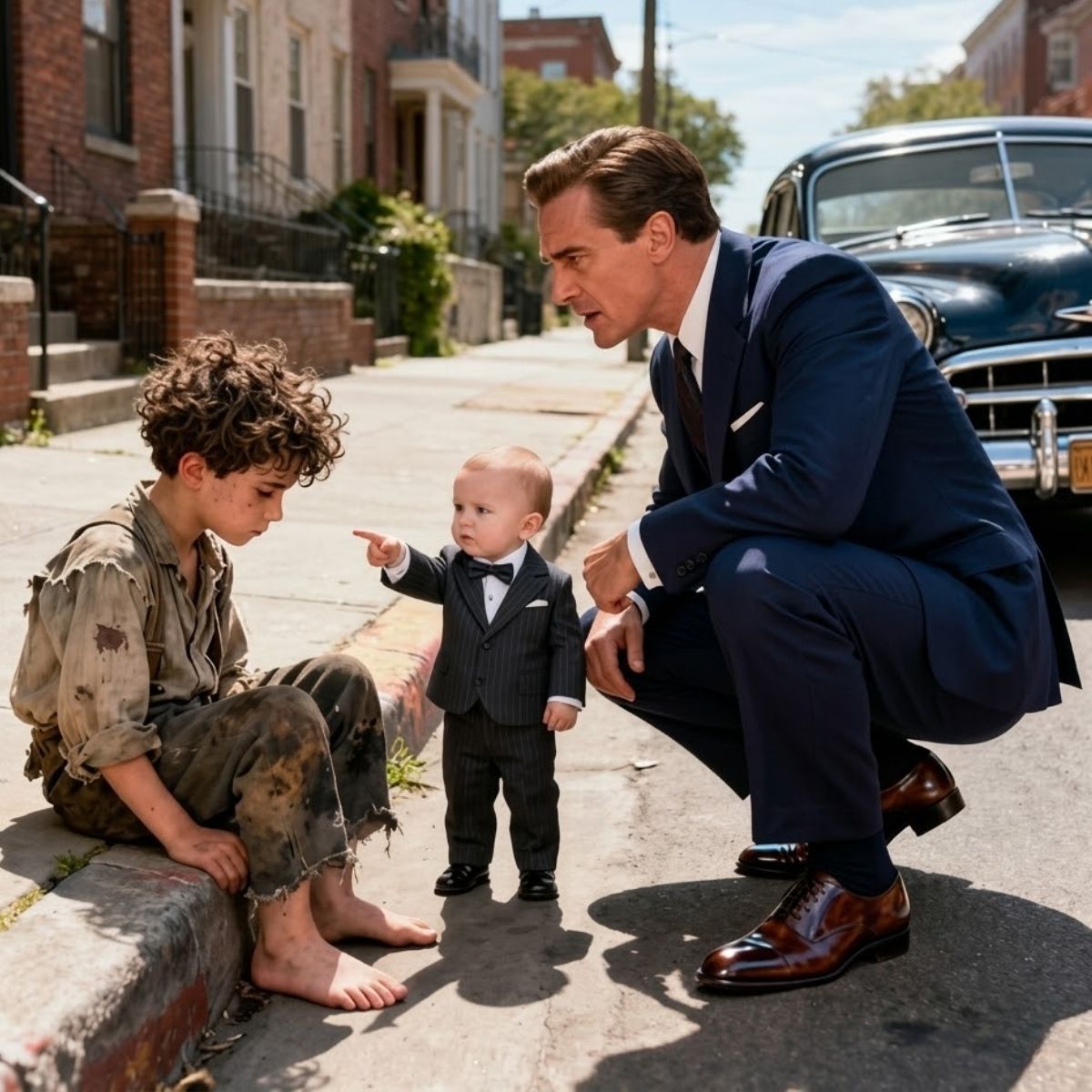 RIGHT IN THE MIDDLE OF THE STREET, THE MILLIONAIRE’S SON POINTED AT THE HOMELESS CHILD AND SAID: “HE IS MY BROTHER,” UNLEASHING THE CRUELEST SECRET