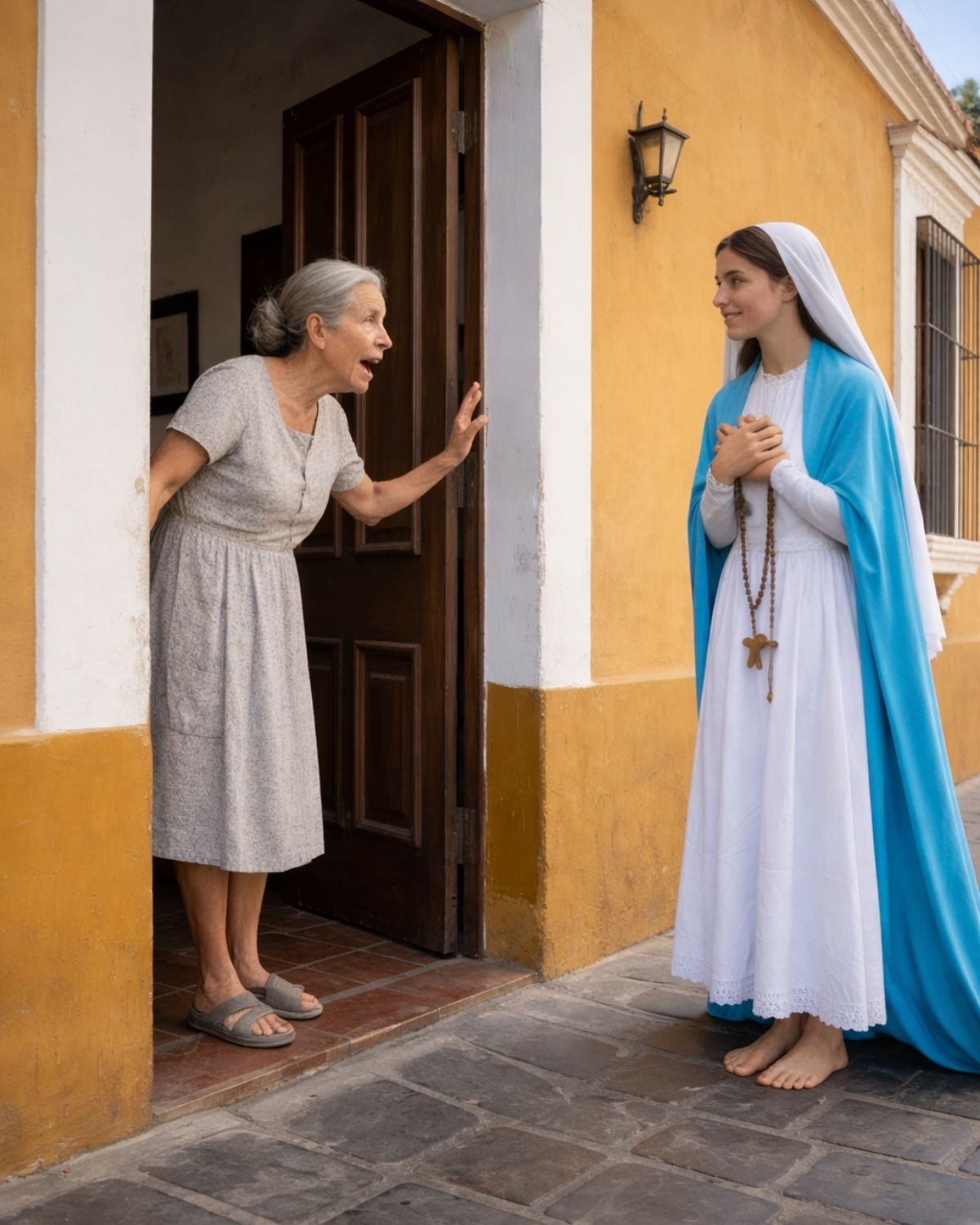 A HOMELESS WOMAN KNOCKED ON HER DOOR… AND IT WAS THE VIRGIN MARY WHO NEEDED SHELTER