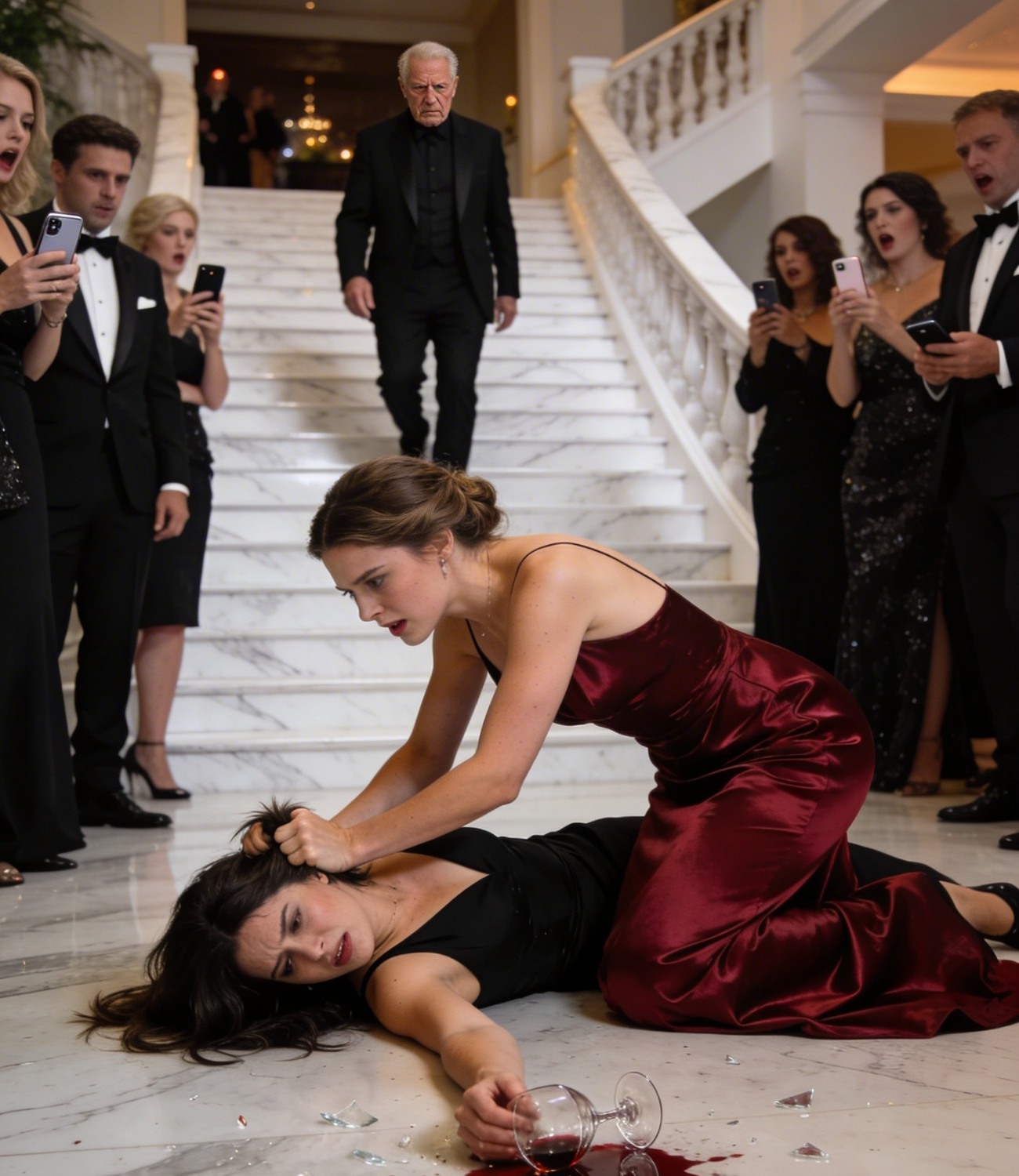 “She dragged a young employee by the hair and humiliated her in the middle of a party for supposedly seducing her billionaire husband; but the man’s cold response was what destroyed her completely.”