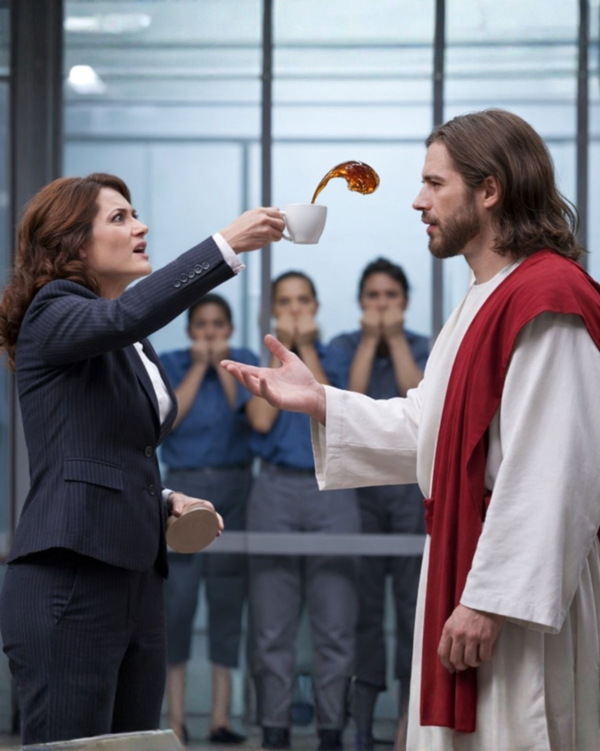 “SHUT UP, YOU IDIOT!” A MILLIONAIRE THREW BOILING COFFEE AT HIM… IT WAS JESUS IN HUMAN FORM