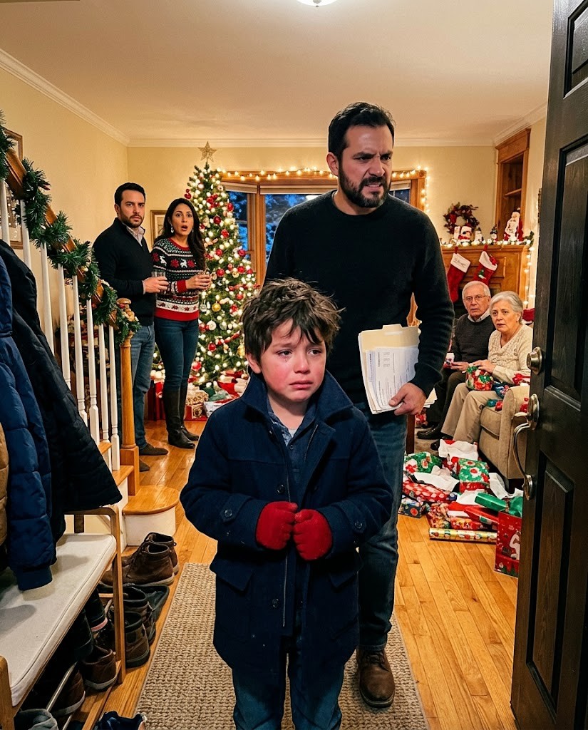 My seven-year-old son arrived trembling and whispered to me: “Auntie told me to wait outside in the cold while they opened the gifts.” I didn’t ask him any more questions. I went straight to her house, walked in, and they didn’t know yet that the comfortable version of our family was going to end forever that night.