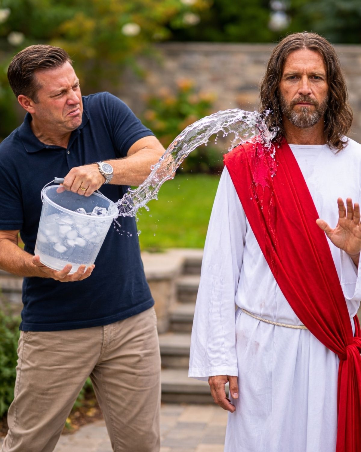“YOU STINK, I’LL WASH YOU!” — THE RICH MAN THREW ICE WATER ON HIM, BUT IT WAS JESUS!