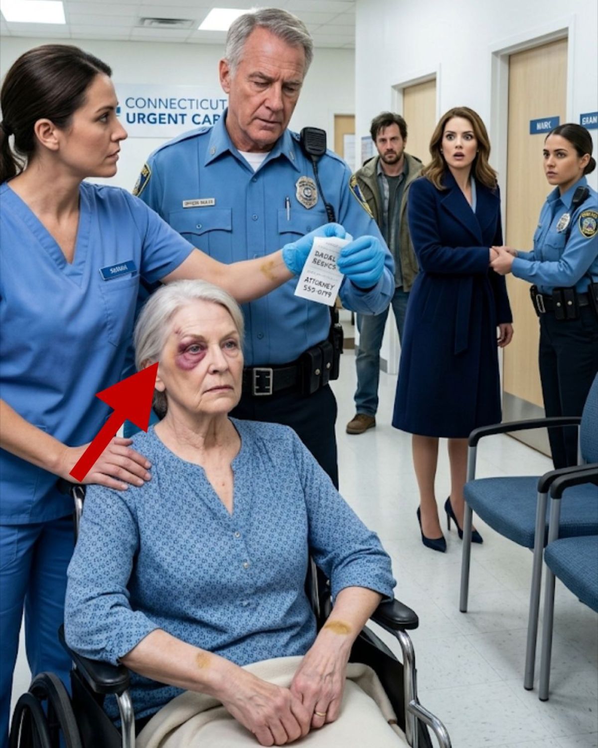 When the doctor asked about the bruises on my body, my daughter quickly replied, “She’s clumsy… she falls all the time.” I said nothing… but when the nurse returned alone, I slipped her a small, folded note.