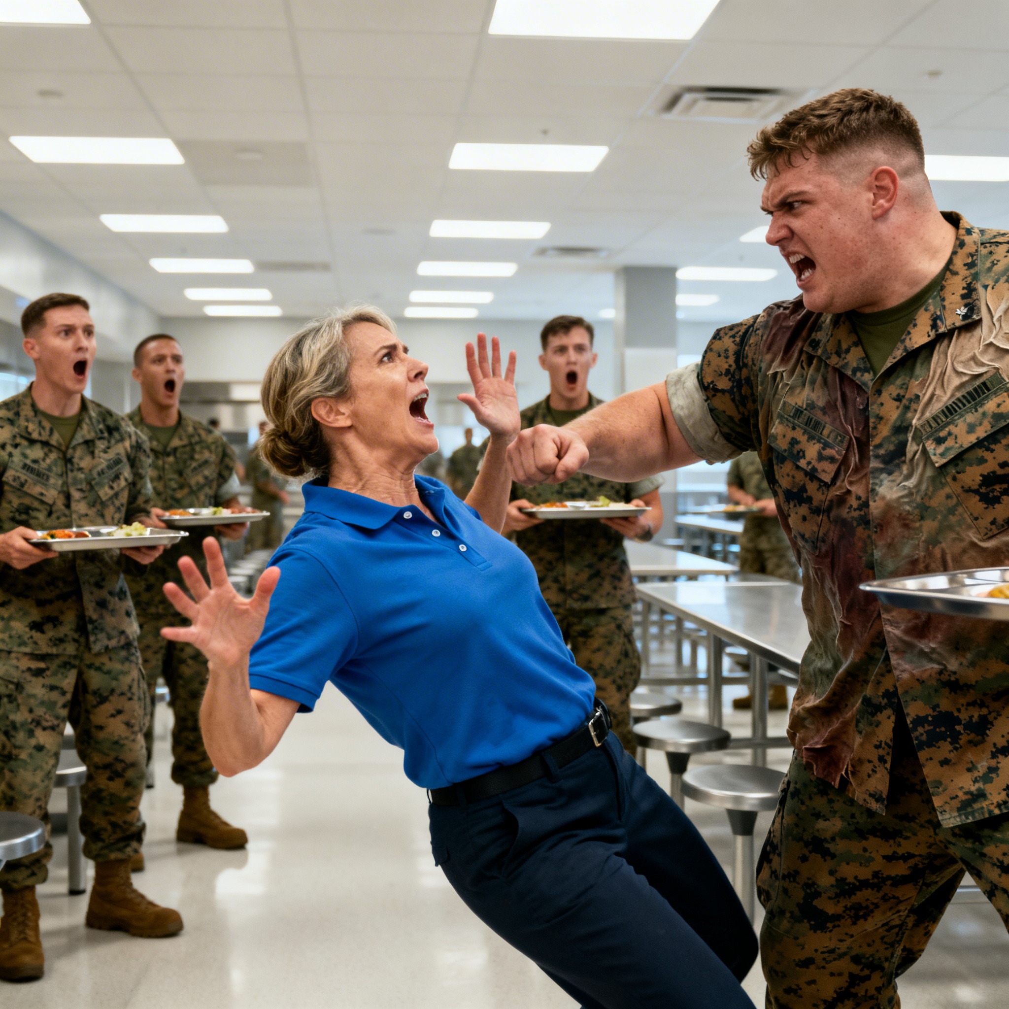 “A Marine shoved her in the mess hall… without knowing she held the highest rank in the entire place.”