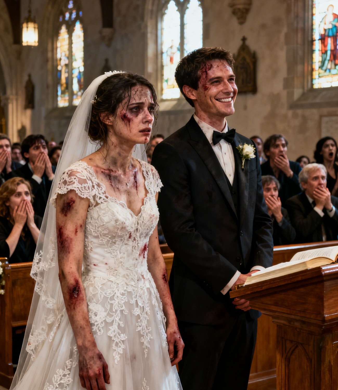 On my wedding day, I showed up with a black eye. My fiancé stood beside me… and when he saw my mother, he smiled. Then he said, “It’s so she learns.” Everyone in the room laughed. And then I did something that surprised them all…