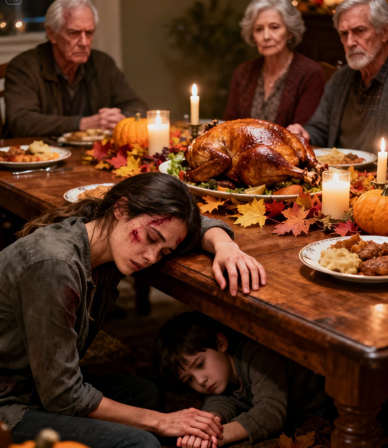 My parents prepared Thanksgiving dinner for the family.