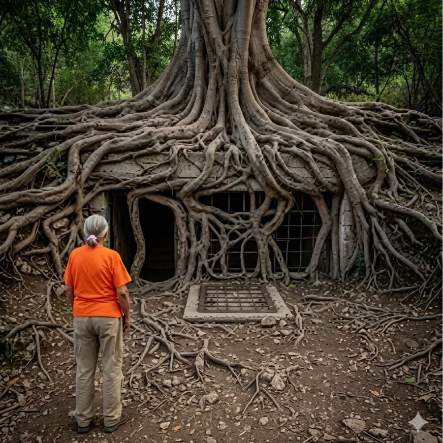 AFTER 20 YEARS IN PRISON, AN ELDERLY WOMAN WITH NOWHERE TO GO FINDS A BURIED HOUSE AND A SECRET.