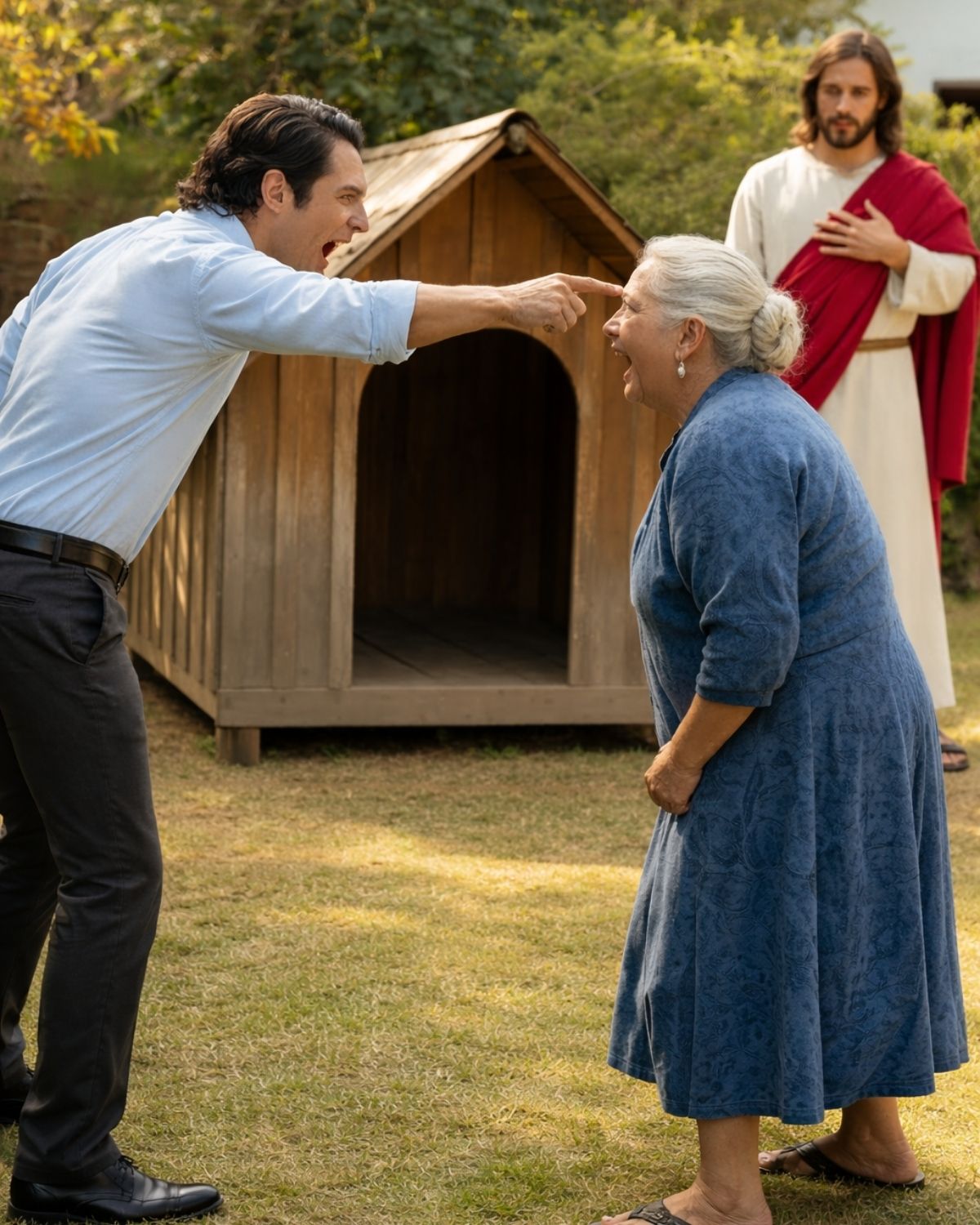 YOU’LL LIVE IN THE DOGHOUSE, MOM — A CRUEL SON MADE HIS MOTHER SLEEP OUTSIDE UNTIL JESUS ARRIVED