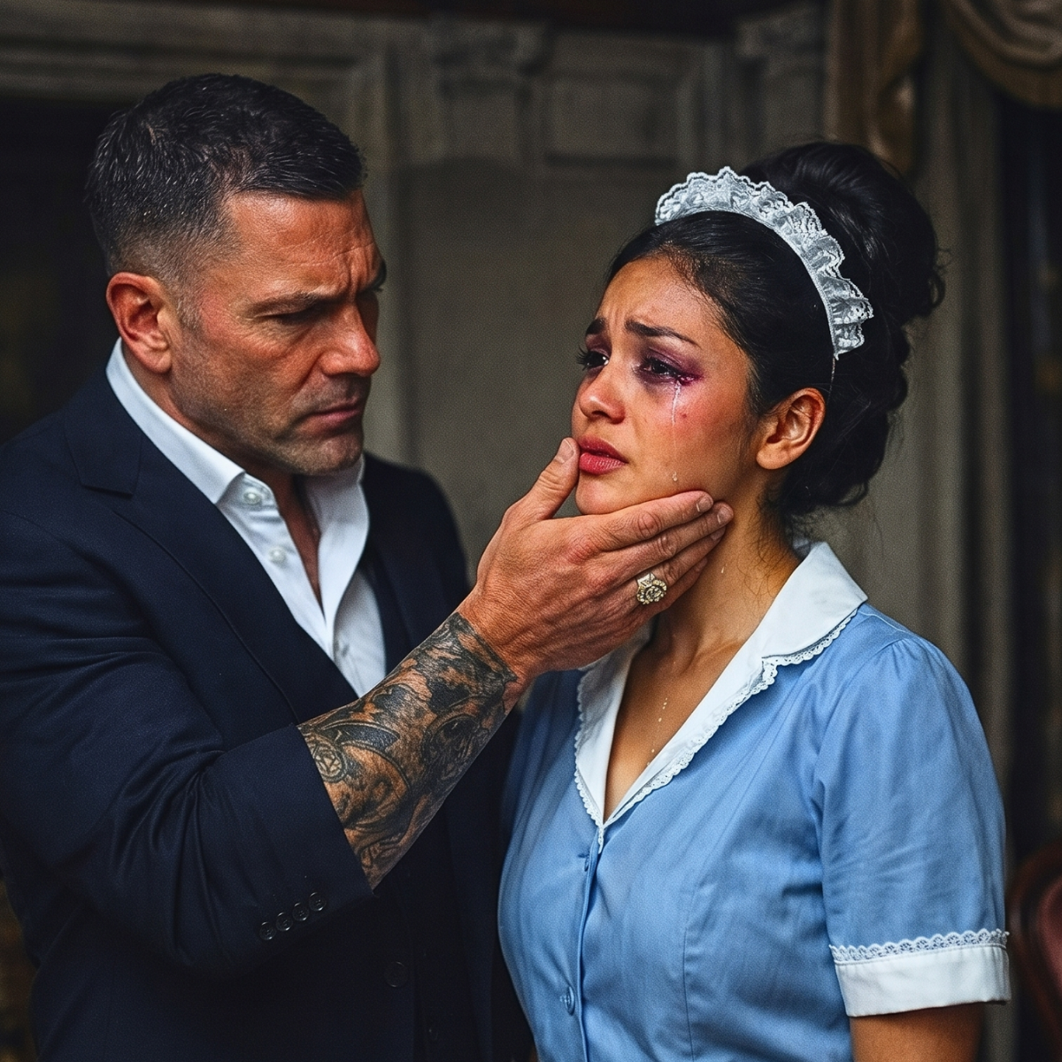 She’s hiding the bruises… No one expected the mafia boss to do that.