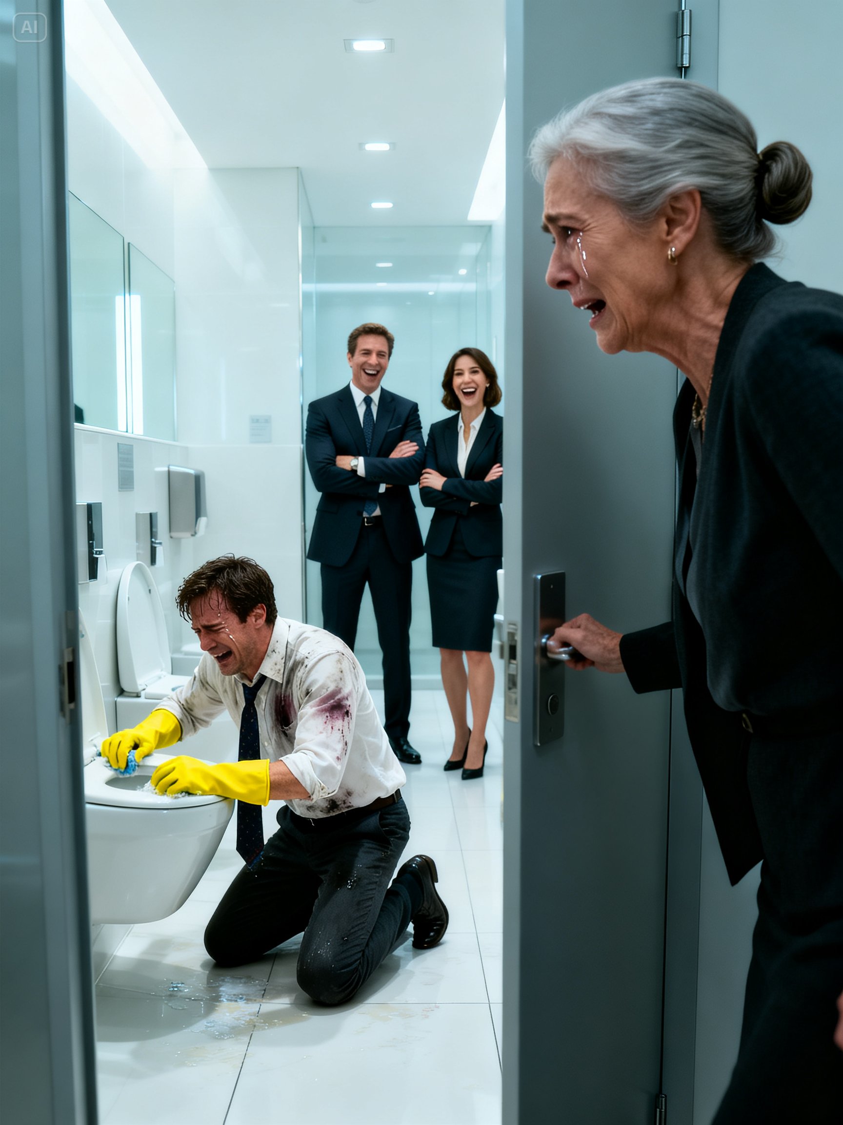 I Entered the Corporate Office to Congratulate My Son and Saw Him on His Knees Scrubbing His Father-in-Law’s Toilet; I Left in Silence, but That Same Afternoon I Began Taking Away What They Bragged About Most