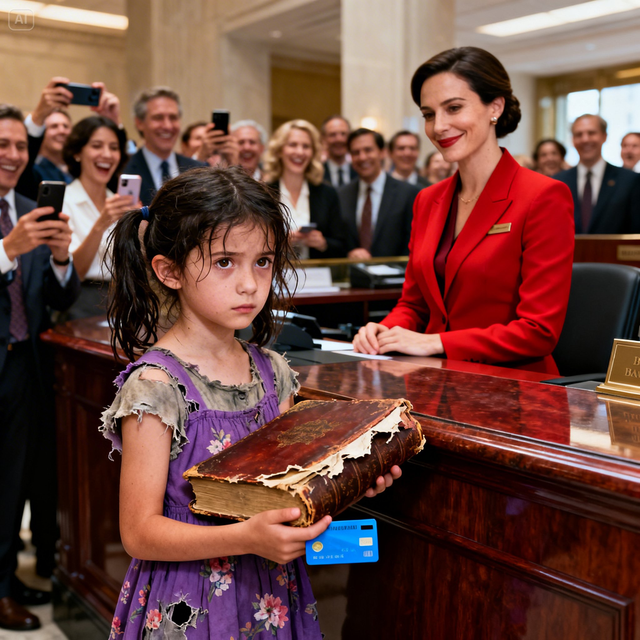 At eight o’clock sharp, just as the glass doors of a major bank in New York City opened, an orphan girl about ten years old walked in quietly.