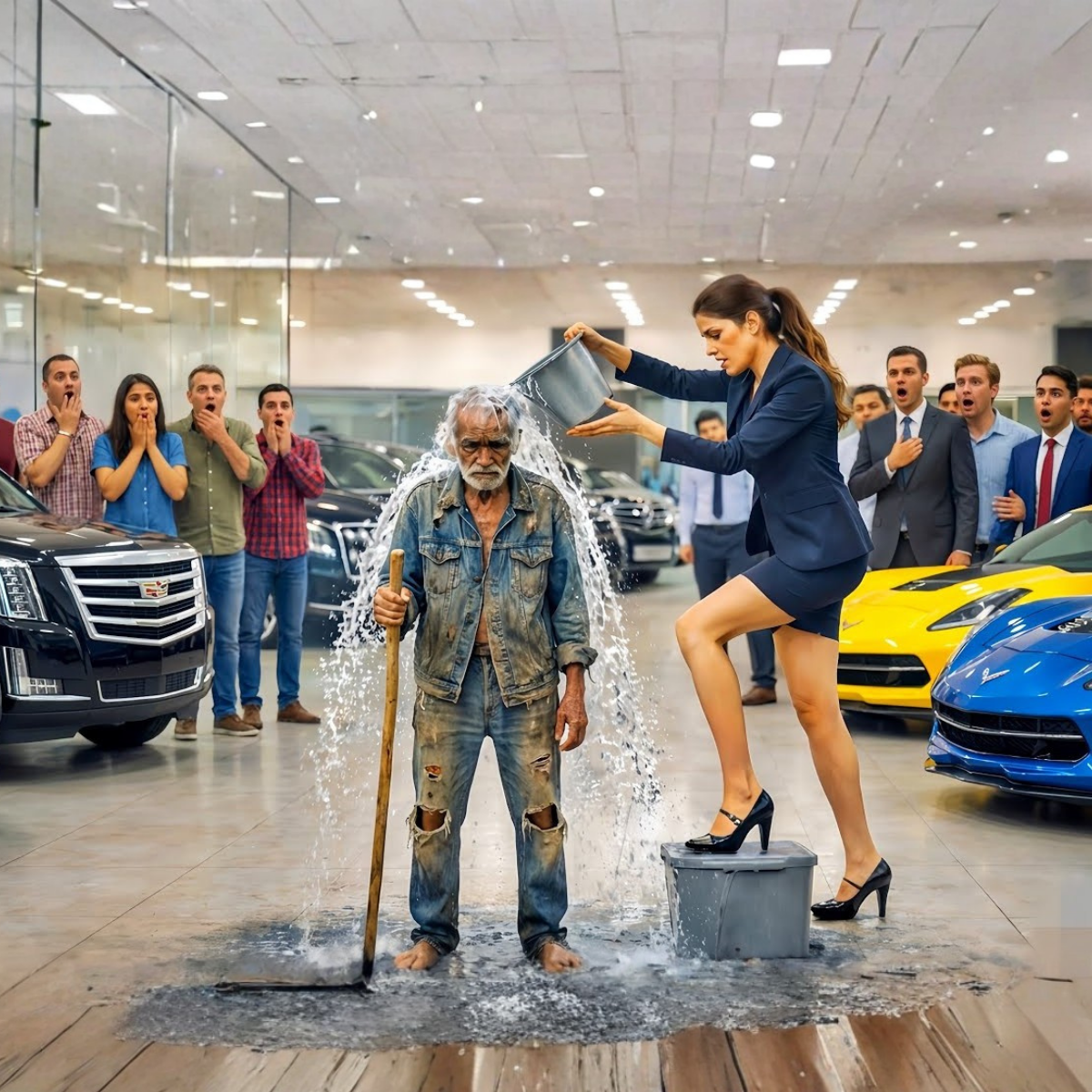 She threw water at a beggar… The next day, he bought the car dealership!