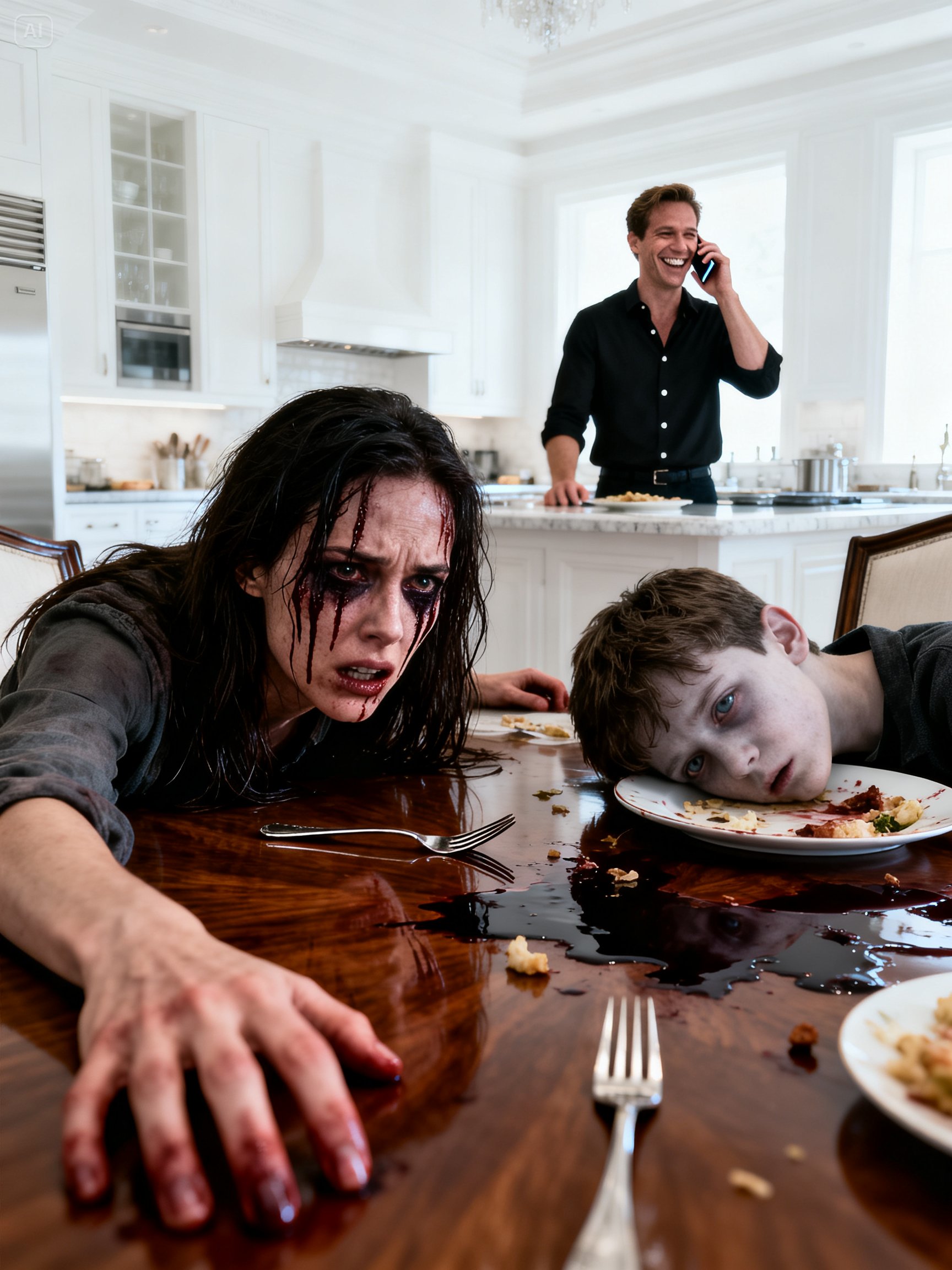 My husband cooked dinner, and right after my son and I ate, we collapsed. Pretending to be unconscious, I heard him on the phone saying, “It’s done… soon they will both be gone.” After he left the room, I whispered to my son, “Don’t move yet…” What happened next went far beyond anything I could have ever imagined…