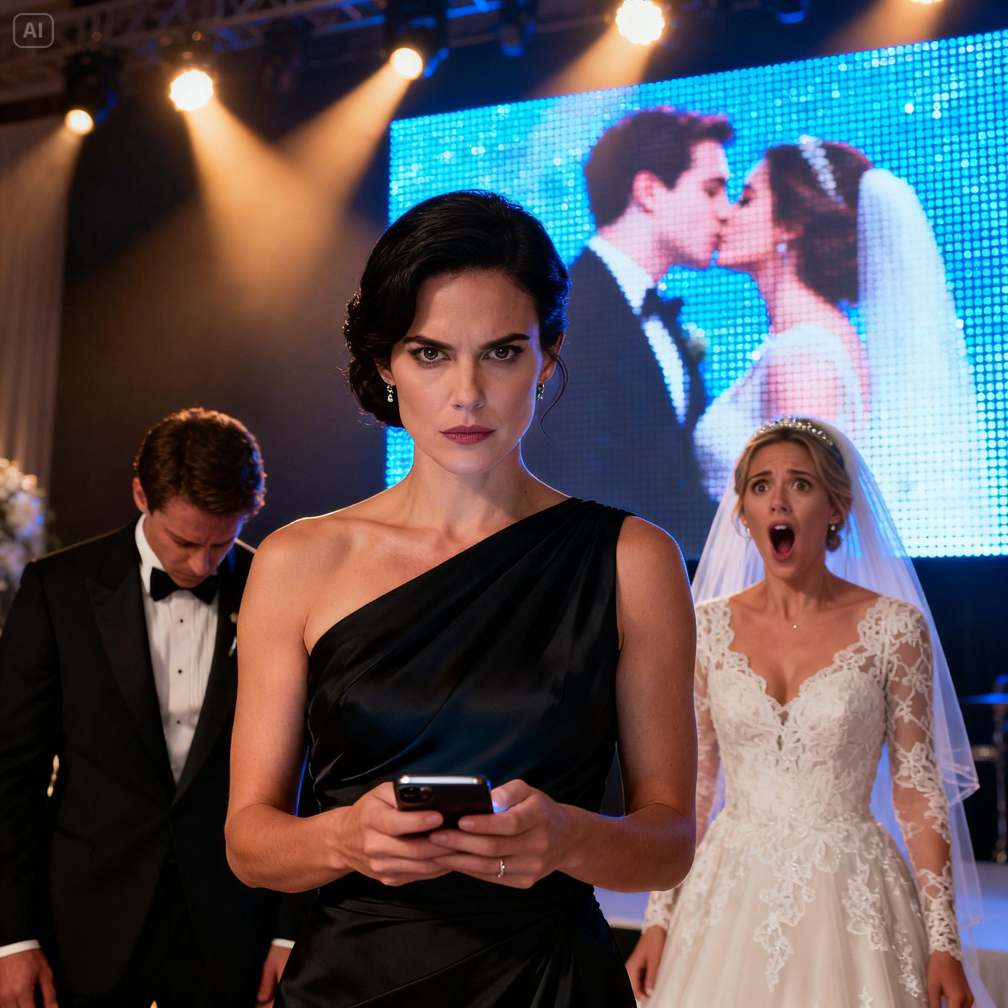 At my sister’s wedding reception, the giant screen flickered to life.