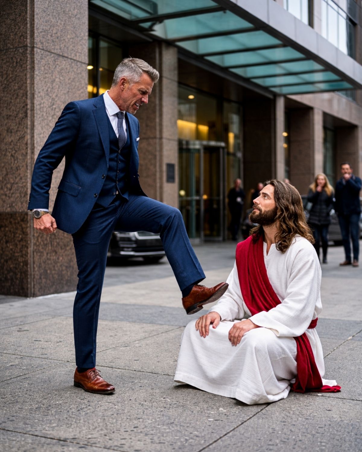 GET OFF MY SIDEWALK, YOU FILTHY BEGGAR! — THE RICH MAN KICKED JESUS DISGUISED AS A MENDICANT