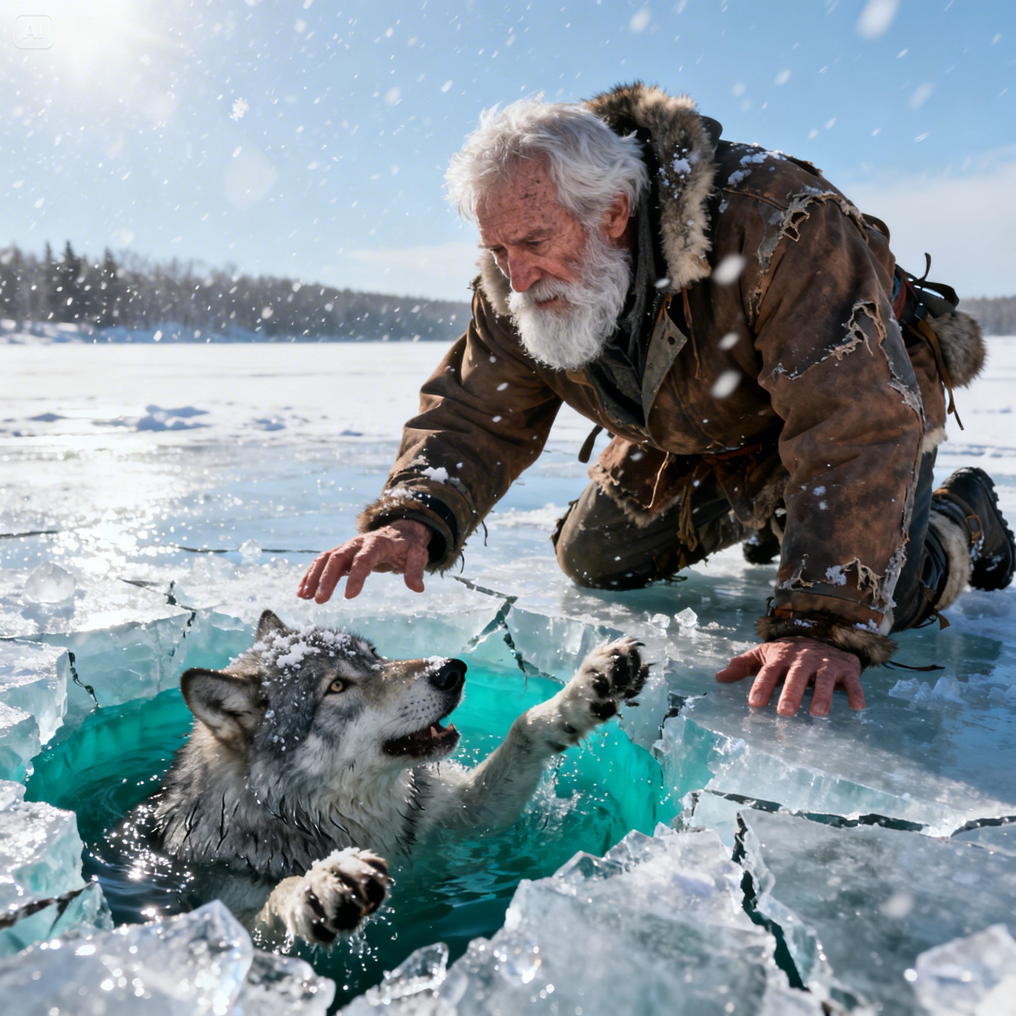 A wolf trapped in the ice asked for help… days later, the pack began to hunt the man…