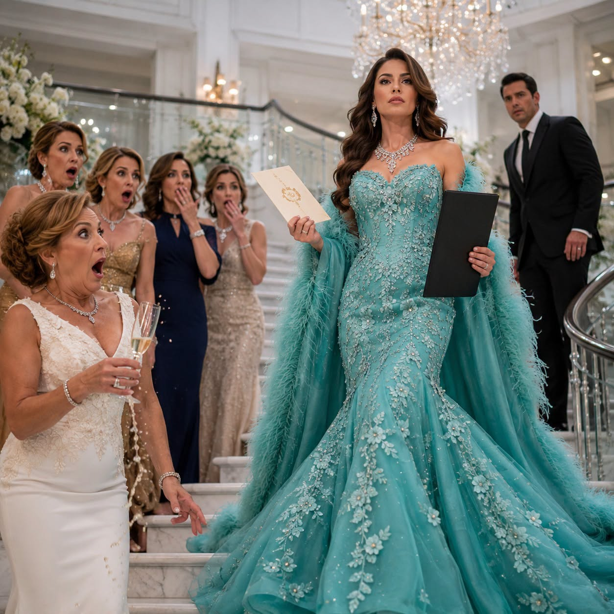 She was invited as a joke to a mansion full of entrepreneurs, jewelry, and expensive glasses, while the hostess whispered, “Let her come, that way everyone can laugh”; but the cleaning lady arrived calmly, looked at the family’s son, and pulled out a piece of evidence she had been hiding for 3 years.