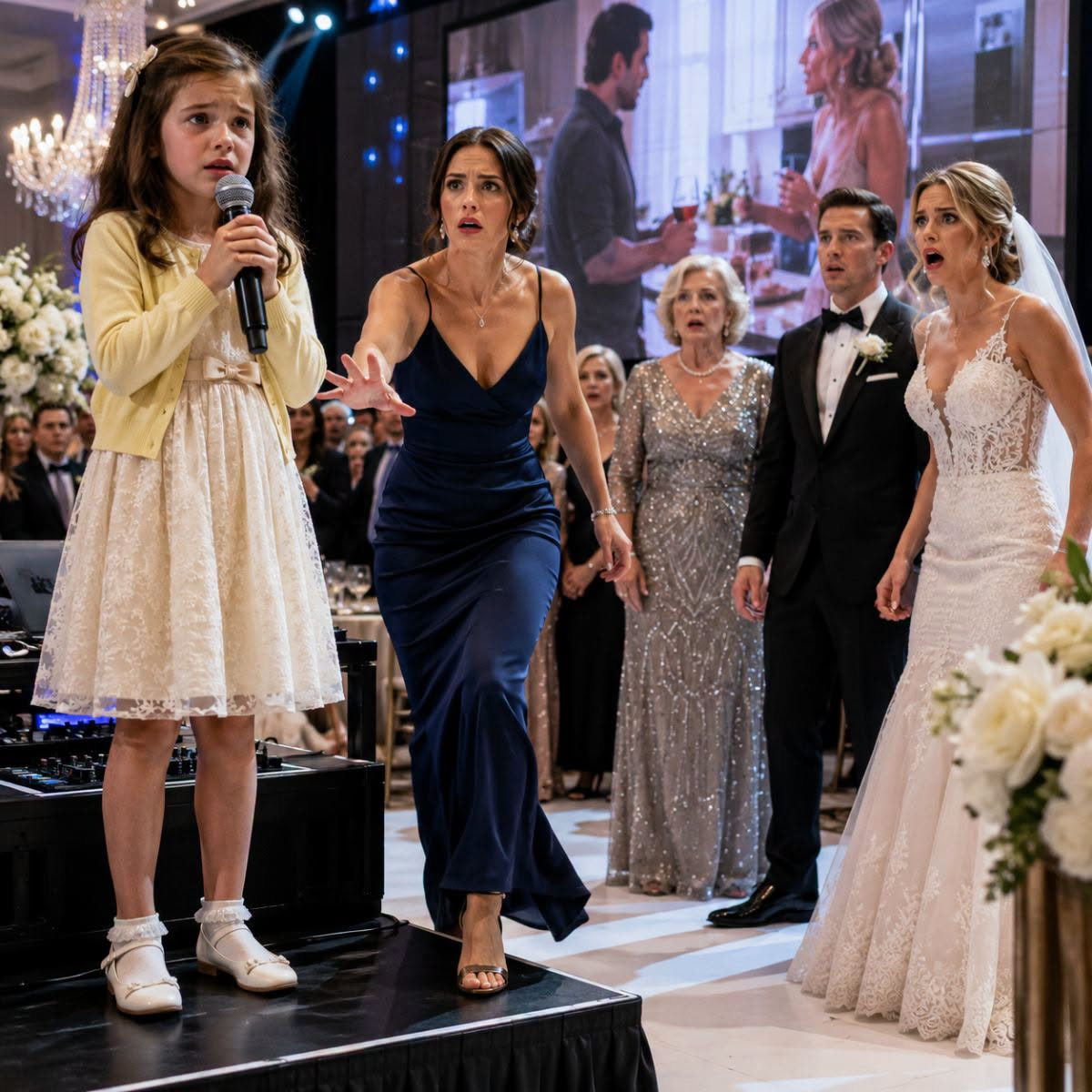 At my sister’s wedding, she mocked me for showing up alone, poor, and with my “useless daughter,” while my mother laughed and said my face would ruin the photos. But then my 8-year-old daughter walked up to the DJ booth, grabbed the microphone… and revealed the video that destroyed the wedding.